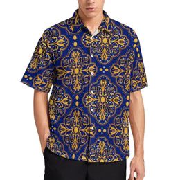 Men's Casual Shirts Retro Baroque Print Shirt Hawaiian Rococo Lemons Blouses Short Sleeves Novelty OversizedMen's