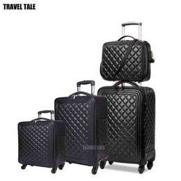 Travel Tale Inch Famous Luxury Brands Carry On Suitcase Pu Leather Vintage Rolling Luggage set J220708 J220708