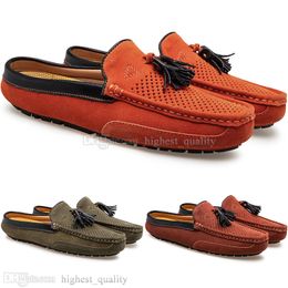 Primavera Verão Nova Moda Estilo Britânico Mens Lona Casual Ervilhas Shoes de Ervilhas Slippers Manuse Cem Estudante de Lazer Homens Preguiçoso Drive Overshoes Respirável 38-47 1057