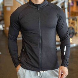 New Winter Winter Autumn Sport Sport Men Zipper Elastic Quick Dry Running Jackets Fitness Gym Sports Sports Sport Top Mens Sportswear L220704