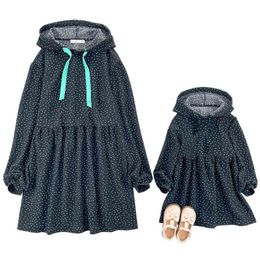Joyccin Mother and Girls Hoodie Dress New Fashion Party Costumes Mom and Kids Dots Print Casual Outfits Baby Lovely(721042)