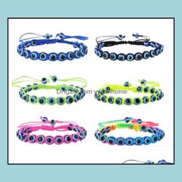 Beaded Strands Bracelets Jewelry Turkey Blue Evil Eye Charm Beaded Women Handmade Braided String Rope Bracelet Drop Delivery 2021 Lobzp