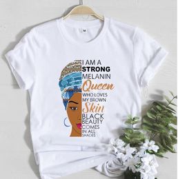 I Am A Strong Melanin Queen t shirt Women Clothes African Black Girl History Month Female T-shirt Tee Shirt,Drop Ship