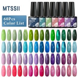Mtssii 2560PCS Colour Nail Polish Set Glitter Sequins Soak Off UV Semi Permanent Uv Gel Kit With Base Matte Top Coat 220606