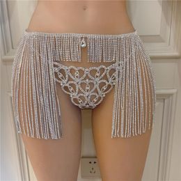 Chokers PCS Sexy Rhinestone Waist And Leg Chain Thigh Jewelry For Women Bling Bikini Crystal Thong Body Harness JewelryChokers