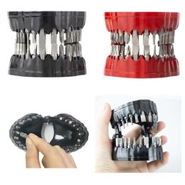 Professional Hand Tool Sets Creative Denture Drill Bit Holder Teeth Model Screwdriver With 28 Bits Fits 1/4 Inch Hex Drive Adapter Tools Kit