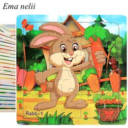 Spot Wooden Jigsaw Puzzle Kids Toy Cartoon Dinosaur Animal Wood Puzzles Game Baby Early Educational Toys for Children on Sale