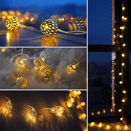 Strings Navidad Decor 2m 5m Diameter 2.5cm Warm Light Morocco LED Ball String Christmas Decorations For Home Wedding Fairy GarlandLED String