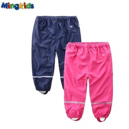 Export Europe 10000mm waterproof Kids Waterproof Rain Pants Autumn Spring Trousers PU Outdoor Pants Windproof LJ201127