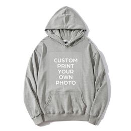 Print Your Own Design Printed Unisex size Artwork P o Men Women s Casual Street Wear Male Sweatshirt Tops 220714