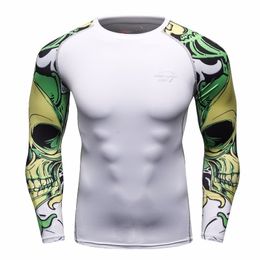 Men MMA Compression Shirts Rashguard Fitness Long Sleeves Base Layer Skin Tight Weight Lifting Men T Shirts 22 201116