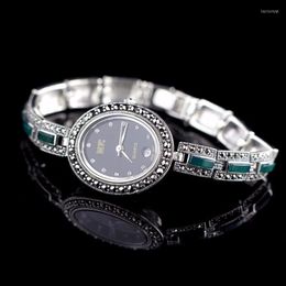 Wristwatches Women Classic Pure Silver Bracelet Watch S925 Jade Watches Real BangleWristwatches Hect22