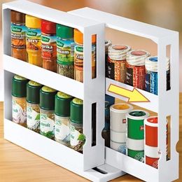 Rotating Spice Rack Organizer Kitchen Cabinet Cupboard Swivel Storage Shelf Drop Y200429