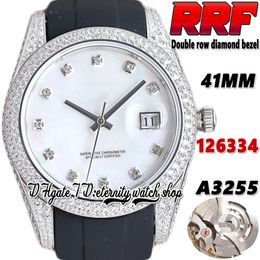 RFF Latest jh126334 A3255 Automatic Mens Watch tw126331 ew126301 Mother of Pearl Dial Stainless Steel Iced Out Diamonds Case Rubber Strap eternity Jewellery Watches