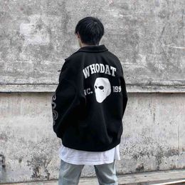 Harajuku Jacket Man Contrast Windbreaker Sleeve Pu Leather Coats Embroidery Jaded Casual London Baseball Jackets Women Korean