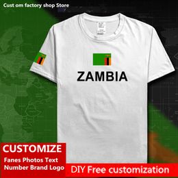 Republic of Zambia Zambian Cotton T shirt Custom Jersey Fans DIY Name Number Brand Fashion Hip Hop Loose Casual T shirt ZMB 220616