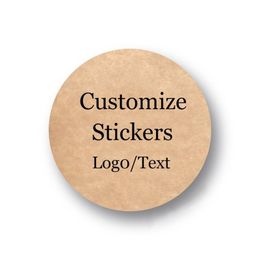 Kraft Paper Label Sticker Customize Text Personalized Wedding Birthdays Hplodays Adhesive Handmade packing Supply 220607
