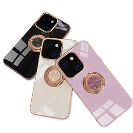 Luxury Ring Holder Phone Cases For Iphone 15 Pro Max Samsung Galaxy S24 Plus Ultra A55 Fashion Electroplating Car Magnetic Suction Covers
