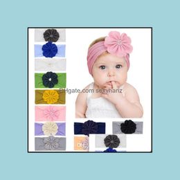 Headbands Hair Jewelry Mti Colors Baby Girl Nylon Flower Headband Fashion Soft Candy Color Bohemia Bow Infant Accessories Drop Delivery 2021