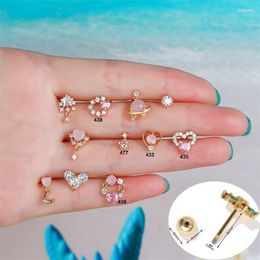 Stud Piece Korean Fashion Love Ear Bone 2022 Pink Peach Heart Star Moon Small Earrings Piercing Screw Ball Women's HStud Dale22 Farl22