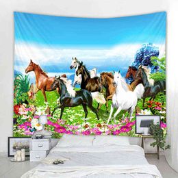 MercedesBenz Horse Decoration Carpet Mandala Bohemian Hippie Bedroom Wall J220804