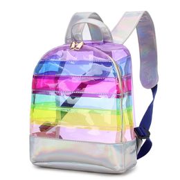 Colourful Stripes Clear Backpack Purses Sport Sturdy Waterproof Transparent Summer Beach Bag