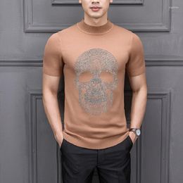 Men's Sweaters Rhinestone Sturdy Skull Men Turtleneck Sweater Hip Hop Slim Short Sleeve Summer High Quality Knitted T-ShirtMen's Olga22