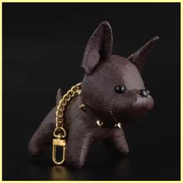 2022 Designer Key Chain Cartoon Animal Small Dog Creative Accessories Key Ring PU Leather Letter Pattern Car Keychain Jewellery Gifts 22040903