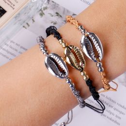 Handmade Bohemian Style Gold Silver Cowrie Shell Charm Bracelet Friendship Jewelry