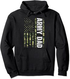 Men's Hoodies & Sweatshirts Proud Army Dad United States USA Flag Gift For Father's Day Pullover HoodieMen's