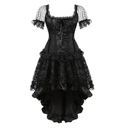 Bustiers & Corsets Victorian Corset Dress Suit Gothic Bustier Dresses Retro Vintage Costume Elegant Summer Clubwear Top Skirt Set FashionBus