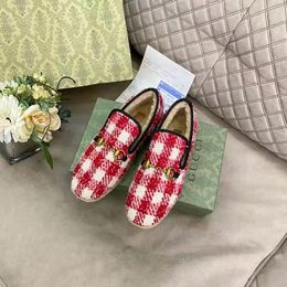 Designers buckle loafers shoes Flat women straw soles with plaid velvet Shoe Double G Red and green striped ribbon Leather soles Heel folding wear design loafer 14