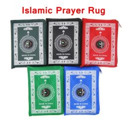 Islamic Prayer Rug Portable Carpets Braided Mat Zippers Compass Blankets Travel Pocket Rugs Muslim Worship Blanket YHM497 HB3