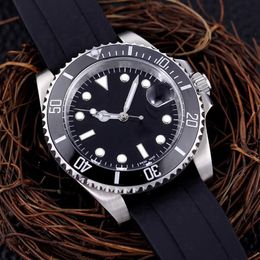 Automatic Mechanical Mens Watches Black Dial Rubber Strap Men Designer Sports Military Watches 40mm Montres