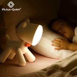 Pup Led Night Lamp for Children 1200mAh Rechargable ELK Night Lights Adjust Brightness table lamp for Home in Bedroom 201028