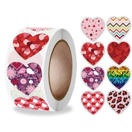 Gift Wrap 500pcs Heart Shape Labels Valentine's Day Paper Packaging Sticker Candy Dragee Bag Box Packing Wedding Thanks StickersGift