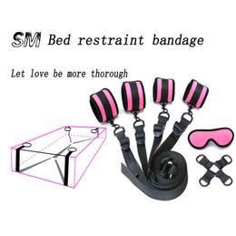 Nxy Sm Bondage under Bed Bdsm Restraint System Sex Toys for Couples Pu Leather Handcuffs Ankle Cuffs Sex Products Fetish Adult Games 220426