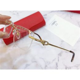 eyeglass frame 18k gold-plated ultra-light optical glasses 0045 square less men simple business style clear eyewear W220423