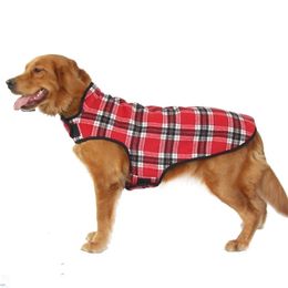 Large Dog Clothes Winter Warm Plaid Coats Pet Apparel Red Blue s Grid Clothing cotton big dogs vest pet Jacket Y200328