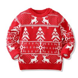 Christmas Baby Boys Girls Sweaters Winter Toddler Baby Clothes With Deer Kids Christmas Sweater Embroidery Pull Fille Tops LJ201128