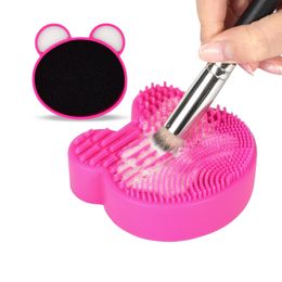 rose Red Silicone Makeup Brush Cleaner Sponge Scrubber 1pc