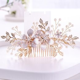 Hair Clips & Barrettes Handmade Flower Wedding Accessories Gold Pearl Combs For Ornaments Girl Crystal Women Brides JewelryHair