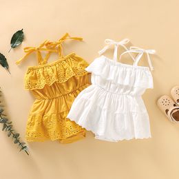 15941 Summer Infant Baby Girls Cotton Rompers Kids Bandage Babies Bodysuit Toddlers Climb Clothes Children Onesies Rompers