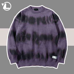 Retro Graffiti Knitting Sweater Men Streetwear Hip Hop Inkjet Pullover Women Oversize Rock Punk Sweaters Cotton Autumn Tops New T220802