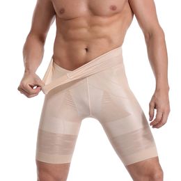 Men Body Shaper Compression Shorts Slimming Shapewear High Waist Pants Belly Control Waist Trainer Modelling Belt Male Underwear