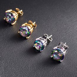 Colourful AAA Cubic Zirconia designer earring Stud 6mm 8mm Copper Round Cut Multi Gold Silver Plated Fashion Earrings Jewellery For Women Party Wedding Engagement Gift