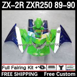 Motorcycle Body For KAWASAKI NINJA ZX2R ZXR250 ZX 2R 2 R R250 ZXR 250 89-98 Bodywork 8DH.96 ZX2 R ZX-2R ZXR-250 89 90 ZX-R250 1989 1990 Full Fairings Kit green blue