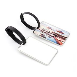 Heat Transfer Metal Luggage Tag Keychain Sublimation Blank Personality Aircraft Tags Hanging Buckle Creative DIY Gift