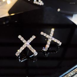 Stud Design Feeling Arc X Letter Modelling Earrings Fashion Korean Women's Jewellery Party Light Luxury Simple EarringsStud Kirs22