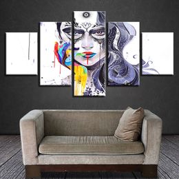 Abstract Graffiti Colorful Girl Avatar Canvas HD Prints Posters Home Decor Wall Art Pictures 5 Pieces Art Paintings No Frame